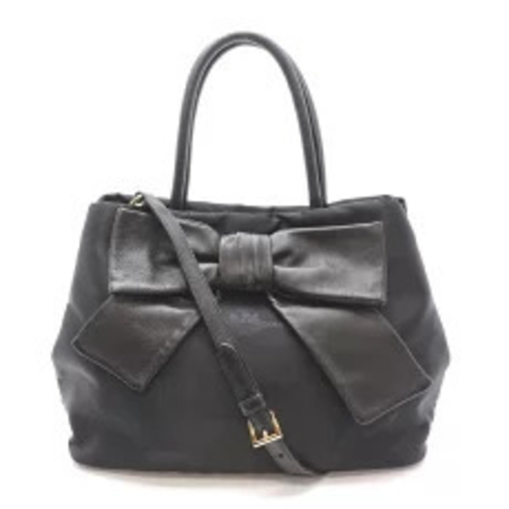 Prada Jacquard Fiocco Bag Handbag NERO Black
